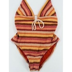 Robin Piccone Lyra Keyhole One Piece Striped Swim Size 6 NWOT